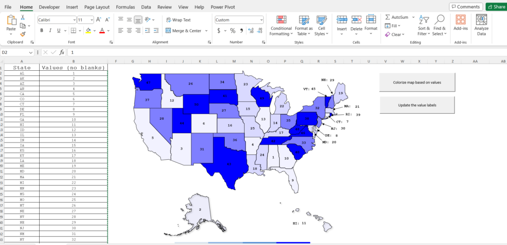 4-Tone US Map with Labels